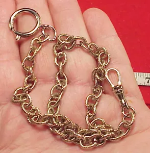 Vintage Chrome PLated Ribbed Cable Link Mans Pocket  Watch Chain 15  inch  - Picture 1 of 6