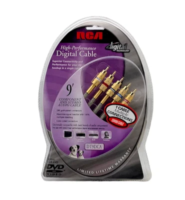 Conector RCA 9' (5) Chapado en Oro 24K Audio Video Cable Digital Alto Rendimiento Foto 1 de 4