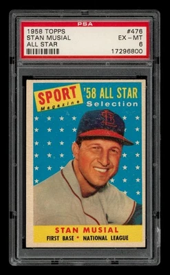 1958 Topps Set-Break #476 Stan Musial All Star PSA 6 EX-MT - Imagem 1 de 3