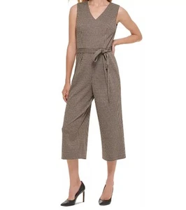Tommy Hilfiger Houndstooth Brown and Black Jumpsuit 16W In Excellent Condition - Picture 1 of 12