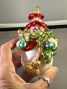 Vintage Ornament Hand Blown Large 4 &1/2 in Christmas Snowman Mercury Glass  - Picture 1 of 2