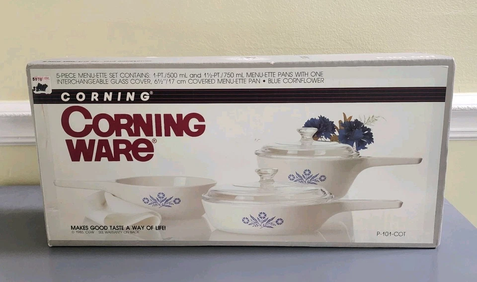 Corning Ware 1985 Sealed Box 5 Piece Menu-Ette Set in Blue Cornflower P-101-COT - Image 1 of 4