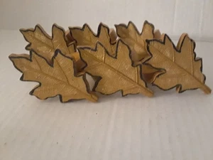 Anelli Tovagliolo Foglia Legno Resina Autunno Contorno Nero Ringraziamento - Foto 1 di 5