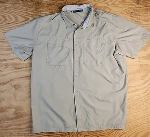 Under Armour Beige Outdoors Short Sleeve Button Shirt Vented Lightweight Mens 3X - Imagen 1 de 7