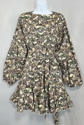 Shop The Mint Dress Sz Large Long Sleeves Belted Ruffle Womens - Image 1 of 4