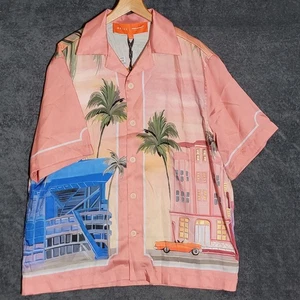 Camisa de campamento Reiss x McLaren para hombre grande hawaiana AOP rosa Miami Beach Raceway nueva con etiquetas - Imagen 1 de 7