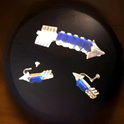 Rare Vintage Reja Signed Sterling Broke And Earrings Set Cobalt Blue Perfect - Image 1 of 4