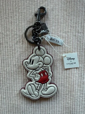 Chaveiro Coach x Disney F58994 Mickey bolsa de couro charme fob - branco giz - Imagem 1 de 2
