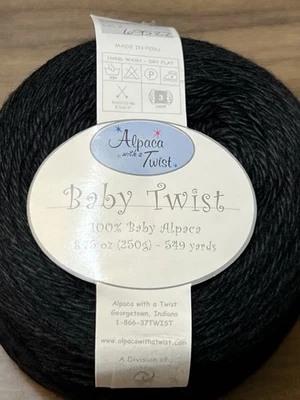 Alpaca with a Twist BABY TWIST Yarn BLACK 100% Baby Alpaca 8.75oz / 549yds - Image 1 of 4