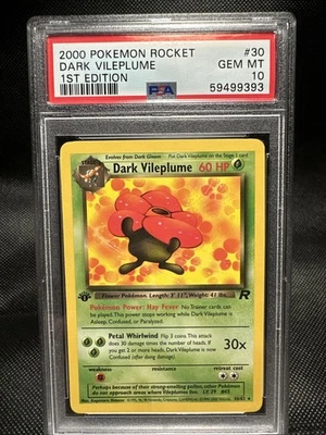 Pokemon Dark Vileplume Team Rocket 1st Edition NON Holo Rare #30 PSA 10 Gem Mint - Image 1 of 2