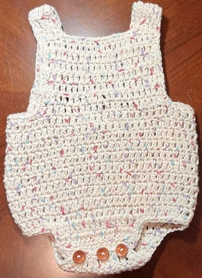 Handmade Newborn Romper Crochet Cotton Yarn Baby Unisex Onesei - Image 1 of 2