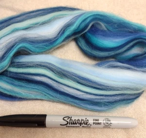 Merino Wool Blended Combed Top Roving Spinning Felting Galaxy Blue Aqua Multi - Picture 1 of 2