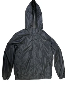 Eddie Bauer Kid's Medium (10/12) Black Full Zip Rain Coat EUC - Picture 1 of 14