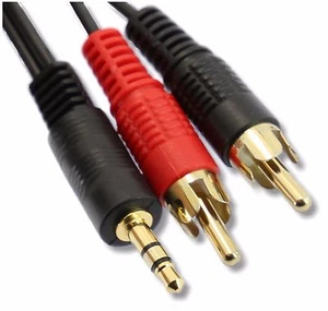 3m 3.5mm Jack to 2x RCA Phono's Audio Cable Lead music laptop Pc to Speakers TV - Picture 1 of 11