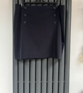 New Ex Chain store Navy blue button detail lined skirt size 10 long - Picture 1 of 2