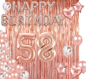 Rose Gold 58th Happy Birthday Photo Background Balloon Party Decoration Supplies - Picture 1 of 6