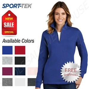 Sport-Tek Womens 1/4-Zip Sweatshirt Twill Taped Neck Rib Knit Cuffs LST253 - Picture 1 of 23