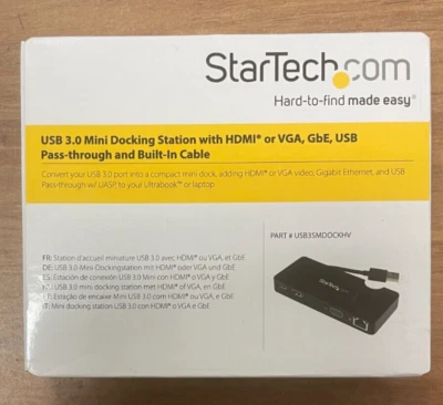 New Startech.com USB3SMDOCKHV usb 3.0 mini docking station w HDMI VGA GbE USB - Image 1 of 4