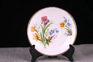 Salisbury Floral Saucer England Fine Bone China Pink Iris Yellow Daffodils 3467 - Picture 1 of 5