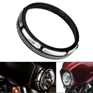 7'' Burst Headlight Headlamp Trim Ring Decorate Protect Cover For Harley Touring - Bild 1 von 7