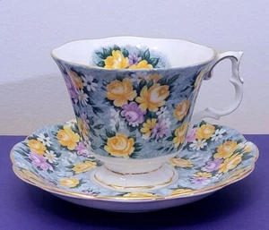 Taza y platillo Royal Albert England "Summer Skies" Garden Party Series 599 - Imagen 1 de 6