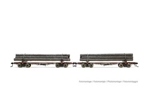 Rivarossi "McCloud River R.R." #1205 & #1207 2 Car Set HO Scale Log Cars HR6628 - Picture 1 of 2