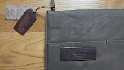 Laptop Sleeve by Ranch Craft Originals Brown Canvas Leather Trim Front Pockets - Image 1 of 4