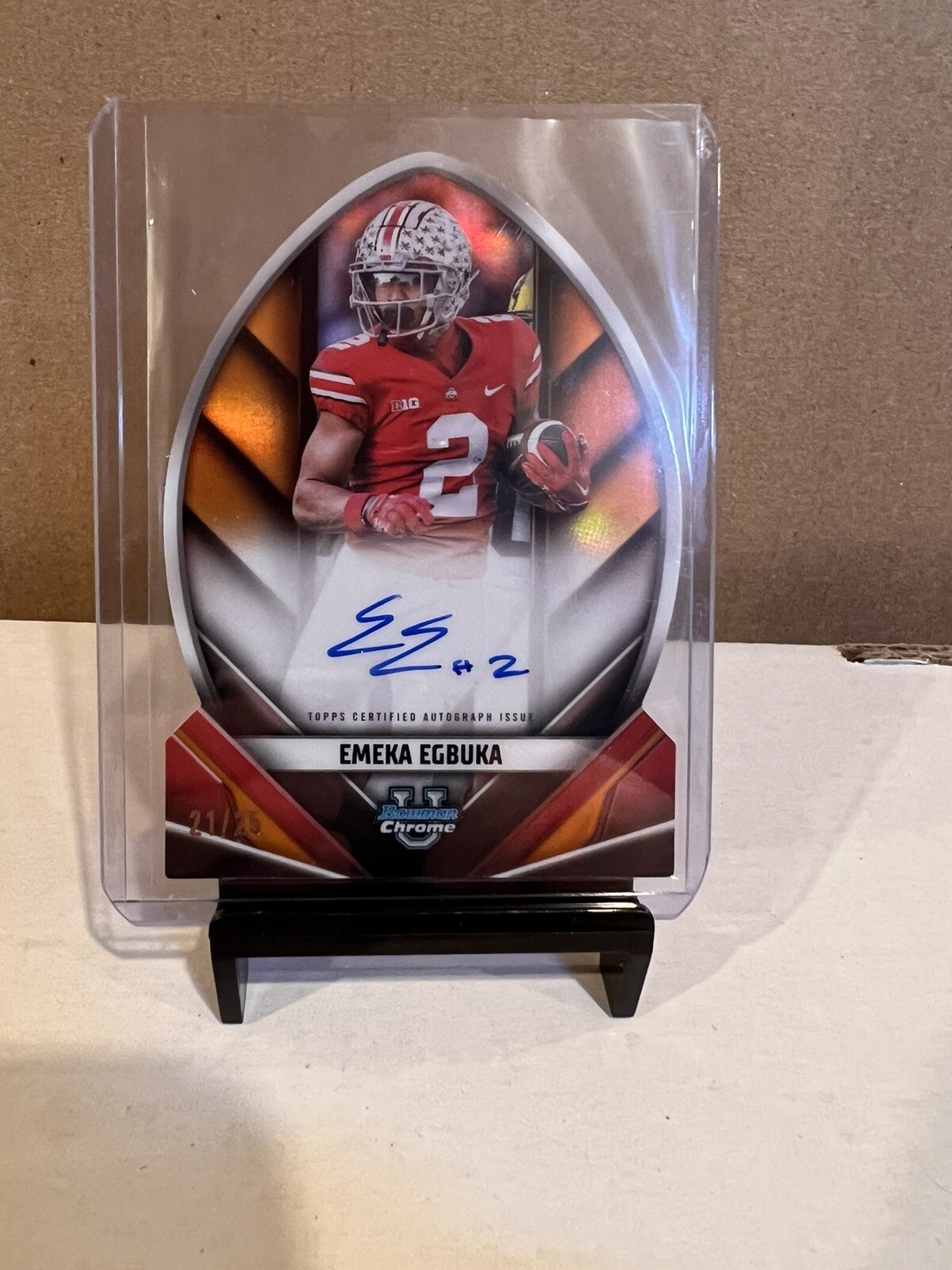 Emeka Egbuka 2023 Bowman U Chrome Future Of Football Orange Auto SP /25 RC Ohio