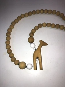 Vintage Mary Ellen Stewart signed m.e Natural Wood Bead Necklace Costume Jewelry - Picture 1 of 3
