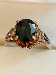 Blauer Saphir und Diamant Gr. 6 1/4 Ring gefasst in 925 Sterling Silber - Bild 1 von 5