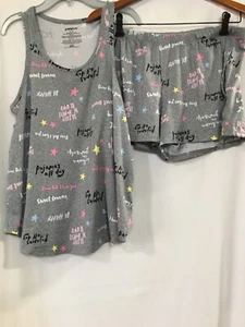 JOYSPUN SLEEPWEAR SHORTY SET Gray Print Tank & Shorts Many Sizes New - Picture 1 of 3
