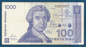 1000 HRD 1991. Croatian Dinar War period, Rudjer Boskovic, Original ! - Picture 1 of 2