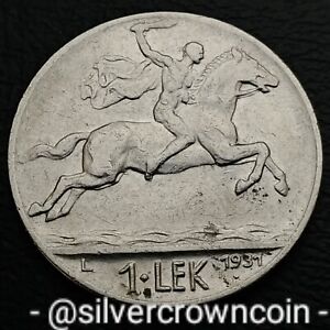 Albania Shqipni 1 Lek 1931 L. KM#5. Nickel One Dollar coin. Horseman. Rider. 