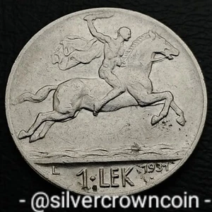 Albania Shqipni 1 Lek 1931 L. KM#5. Nickel One Dollar coin. Horseman. Rider.  - Picture 1 of 7