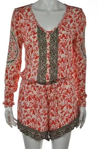 Pantalones cortos para mujer Free People talla XS rojos blancos estampados manga larga rayón - Imagen 1 de 5