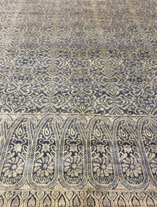 Stunning  oriental rug new Hand knotted Damask  9’ X 12  Blue Gold Wool Elegance - Picture 1 of 7