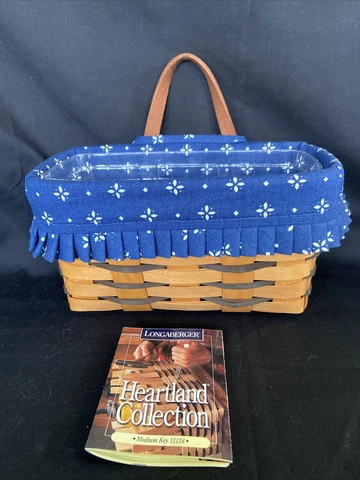 1997 Longaberger Basket Heartland Medium Key Hanging Blue Plastic Liner Tub #3 Cover