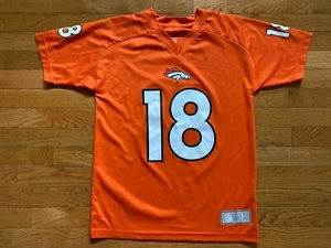 Peyton Manning Jersey Youth Sz Large Denver Broncos NFL Football Orange #18 - Picture 1 of 4