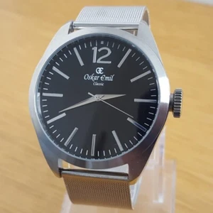 Mens Silver Oskar Emil Classic Jefferson Mesh Bracelet Gents Analogue Watch - Picture 1 of 10