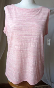 TALBOTS TANK TOP SLEEVELESS BOAT NECK COTTON BLEND STRIPED MULTICOLOR SOFT L NEW - Picture 1 of 8
