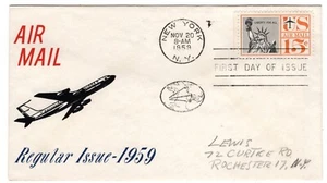 C58 Statue of Liberty Air Mail 1959 FDC - Silk Screen Eric Lewis - Picture 1 of 2