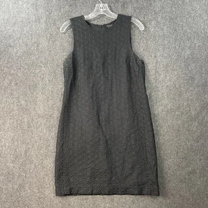 Theory Gwideen Dress Women’s 10 Black Eyelet Sleeveless Lined Knee Length - Picture 1 of 8