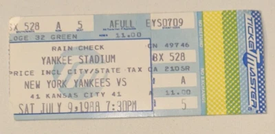 Royals Yankees MLB Ticket Stub Don Mattingly Reggie Jackson HOF 7/9/1988 - Image 1 of 2