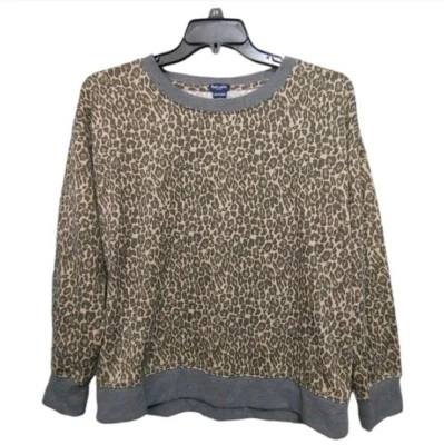 Espléndida sudadera para mujer con cuello redondo de gran tamaño calce relajado estampado de leopardo talla XL Foto 1 de 4