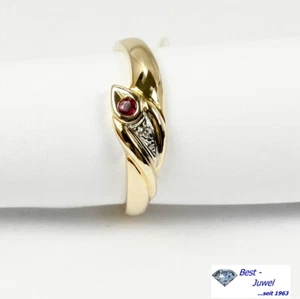 Anillo En 585 Gold14 Quilates Forma de Serpiente con Rubí Y Diamante - Imagen 1 de 2