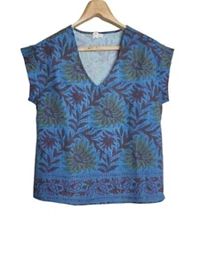 Anthropologie Vintage Floral Print V-Neck Top Short Sleeve Boho Style Small NWT - Picture 1 of 9