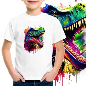 T-shirt dinosaure cool dino t-REX enfants hommes cadeau d'anniversaire imprimé t-shirt Noël - Photo 1 sur 3
