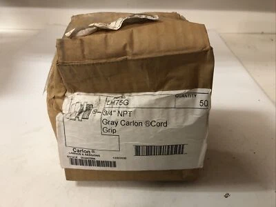 LOTE DE 50 empuñaduras de cable nuevas (caja dañada) CARLON 3/4” NPT | LH75G Foto 1 de 4
