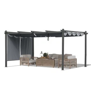 Aoodor 12x14 ft. Aluminum Patio Pergola w/Sun Shade Cover and Retractable Canopy - Picture 1 of 7