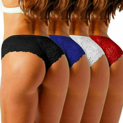 4P Damen Sexy Spitze Slips Unterwäsche Unterhose Panty Dessous Tanga G-String - Bild 1 von 4